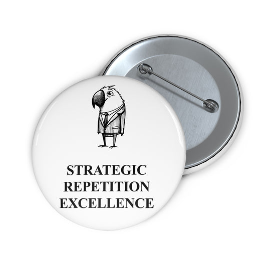 Copycat Parrot award badge, front and reverse views of one 2.25-inch badge