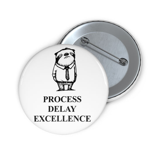 Approval Sloth award badge, front and reverse views of one 2.25-inch badge