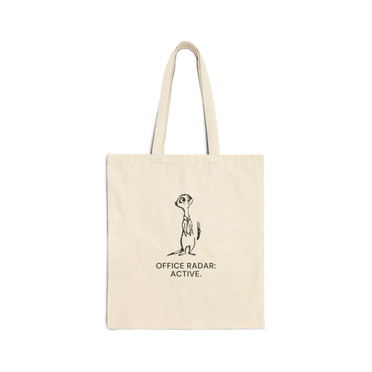 Gossipy Meerkat natural canvas tote, front print on the bag