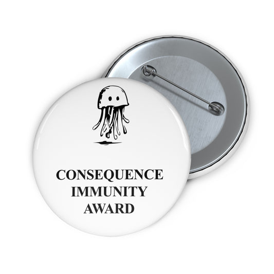 Protected Jellyfish award badge, front and reverse views of one 2.25-inch badge