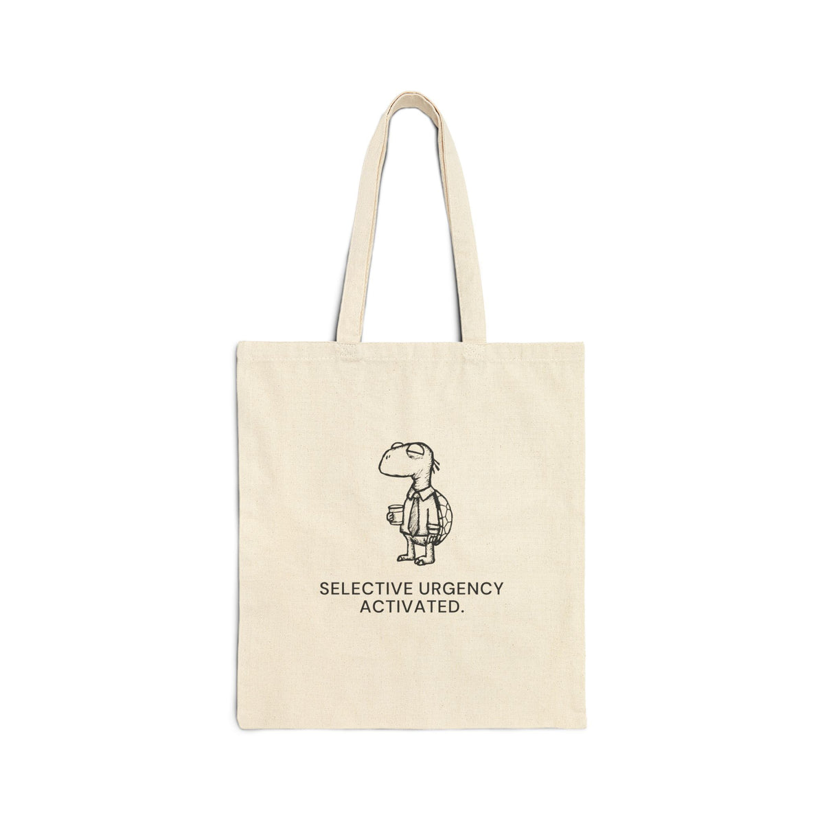 Selective Turtle natural canvas tote, front print on the bag