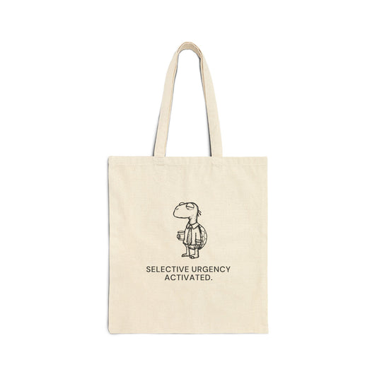 Selective Turtle natural canvas tote, front print on the bag
