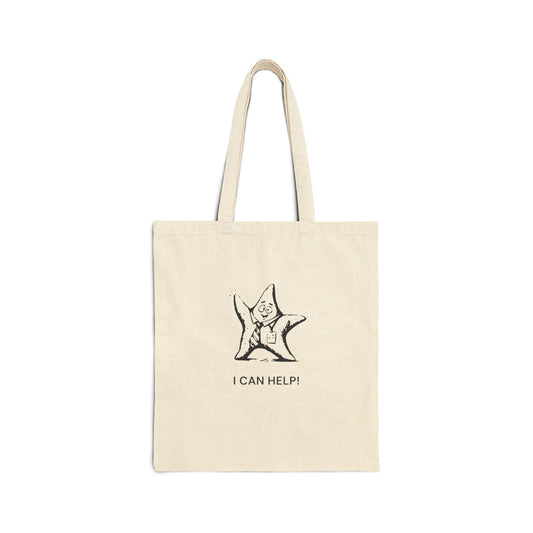 Oops Starfish natural canvas tote, front print on the bag