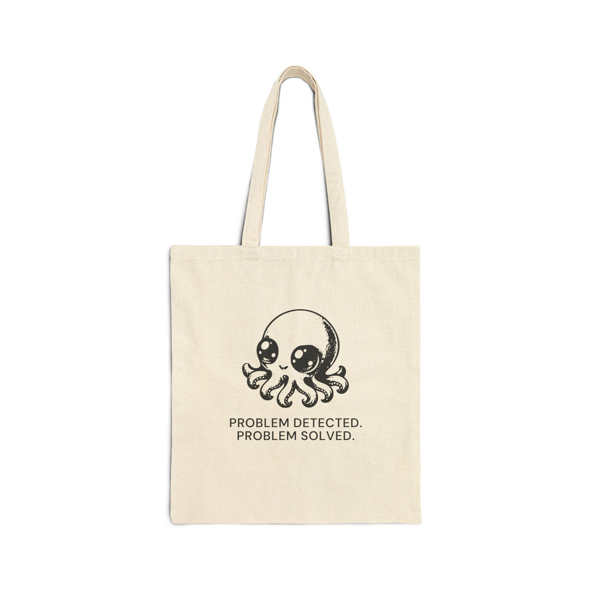 Super Octopus natural canvas tote, front print on the bag