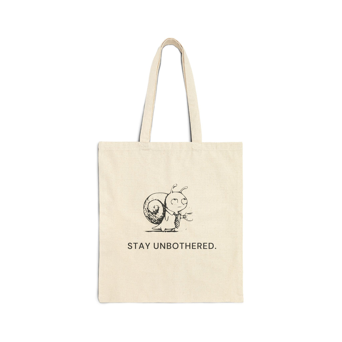 Corporate Snail natural canvas tote, front print on the bag