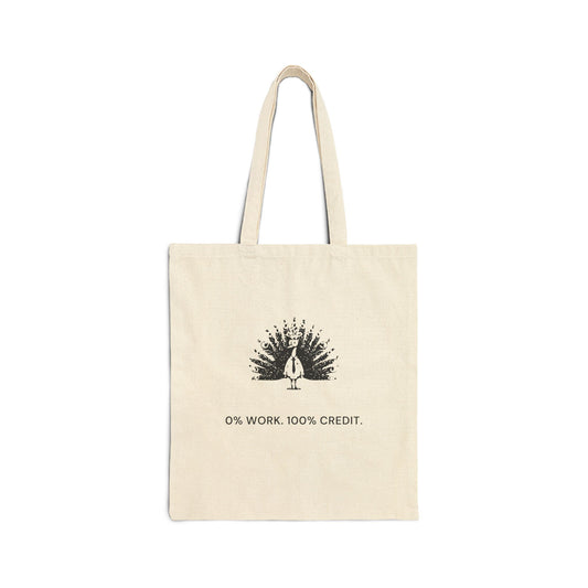 Gloryhog Peacock natural canvas tote, front print on the bag