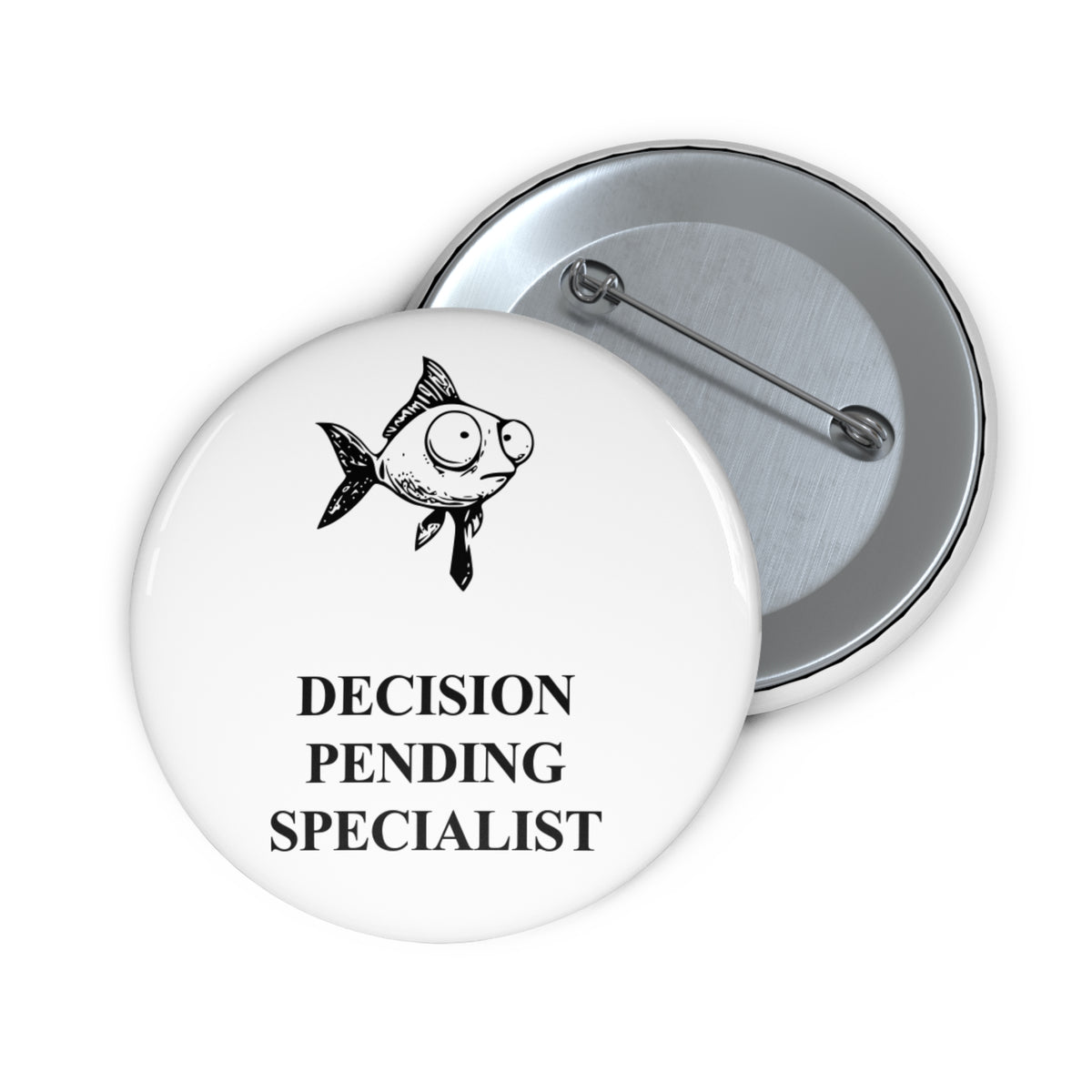 Difficult Goldfish award badge, front and reverse views of one 2.25-inch badge