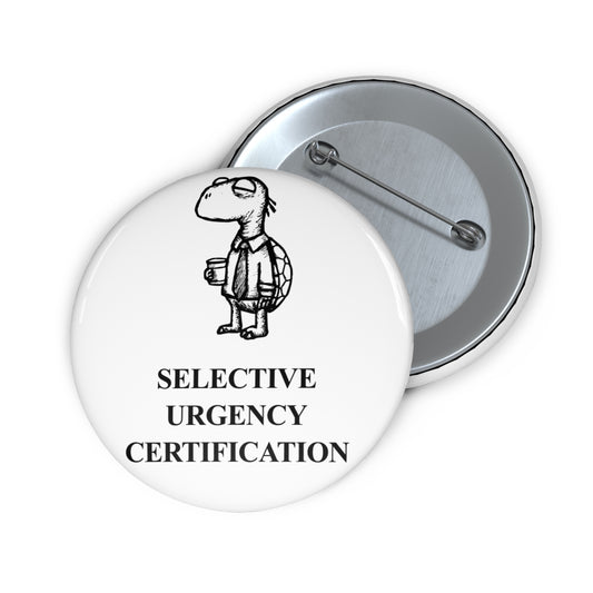 Selective Turtle award badge, front and reverse views of one 2.25-inch badge