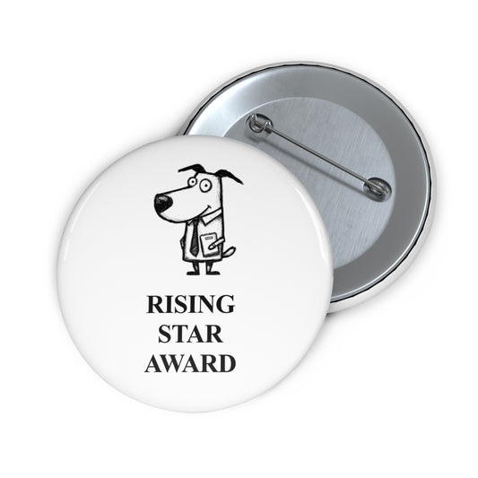 Puppy Intern award badge, front and reverse views of one 2.25-inch badge