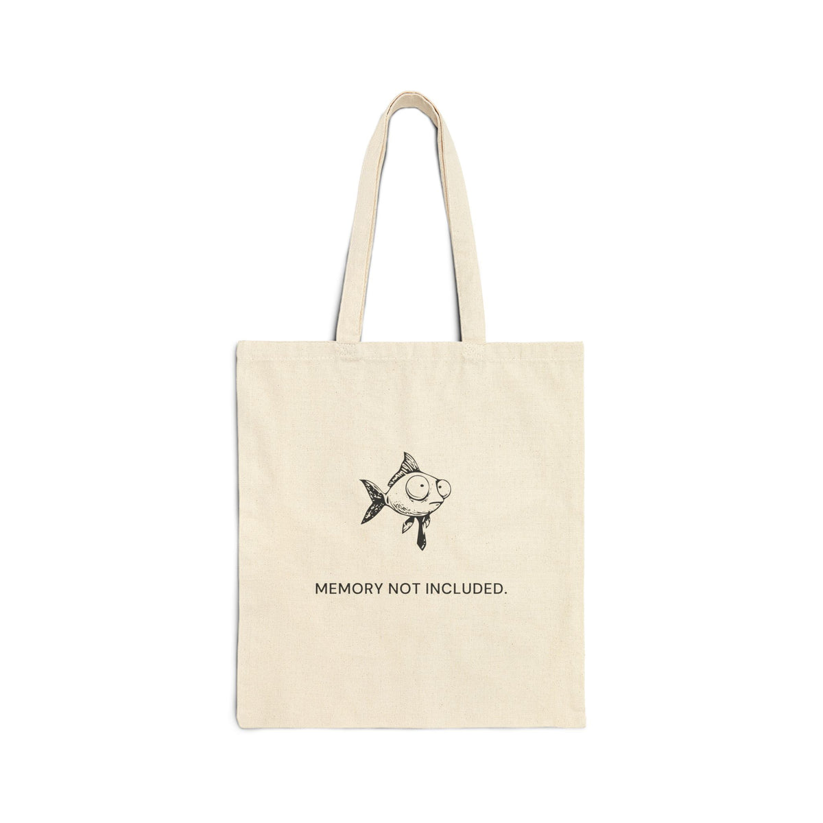 Difficult Goldfish natural canvas tote, front print on the bag