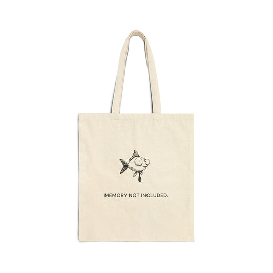 Difficult Goldfish natural canvas tote, front print on the bag