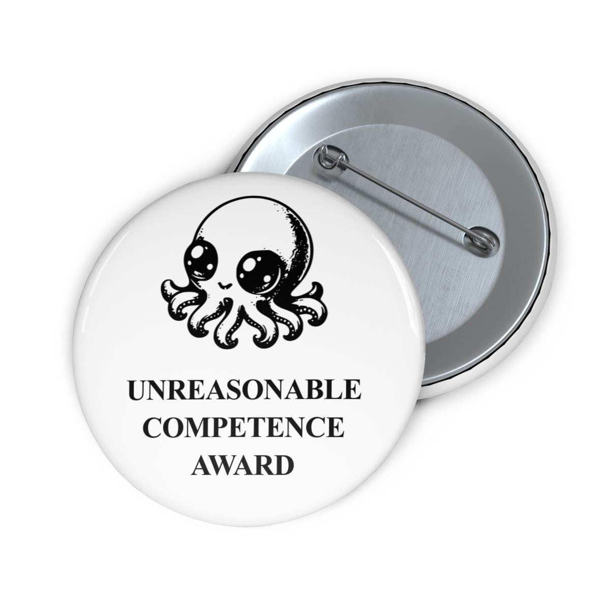 Super Octopus award badge, front and reverse views of one 2.25-inch badge