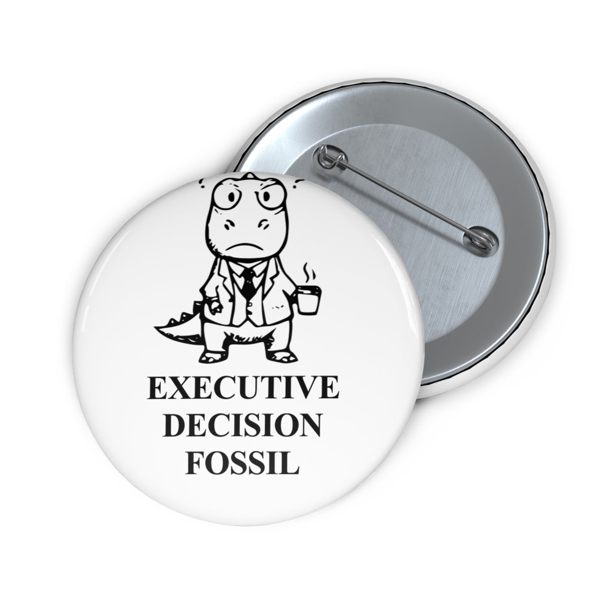 Executive T-Rex award badge, front and reverse views of one 2.25-inch badge